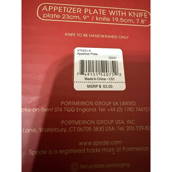 Spode Christmas Tree Appetizer Plate With Knife And Napkins New In Box 9” - Picture 4 of 13